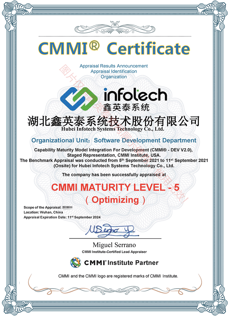 CMMI5级证书